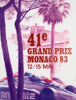 1983 Grand Prix Automobile of Monaco on linen by Lecomte