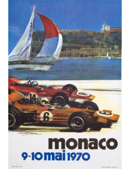 Monaco Grand Prix 1970 by Michael Turner on linen vintage poster