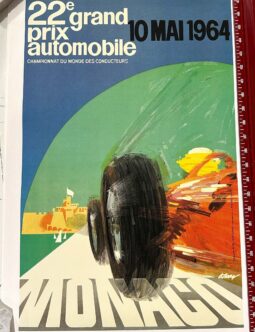 1964 22e Grand Prix Automobile of Monaco by Michael Turner on linen 1964 22e Grand Prix Automobile of Monaco by Michael Turner on linen