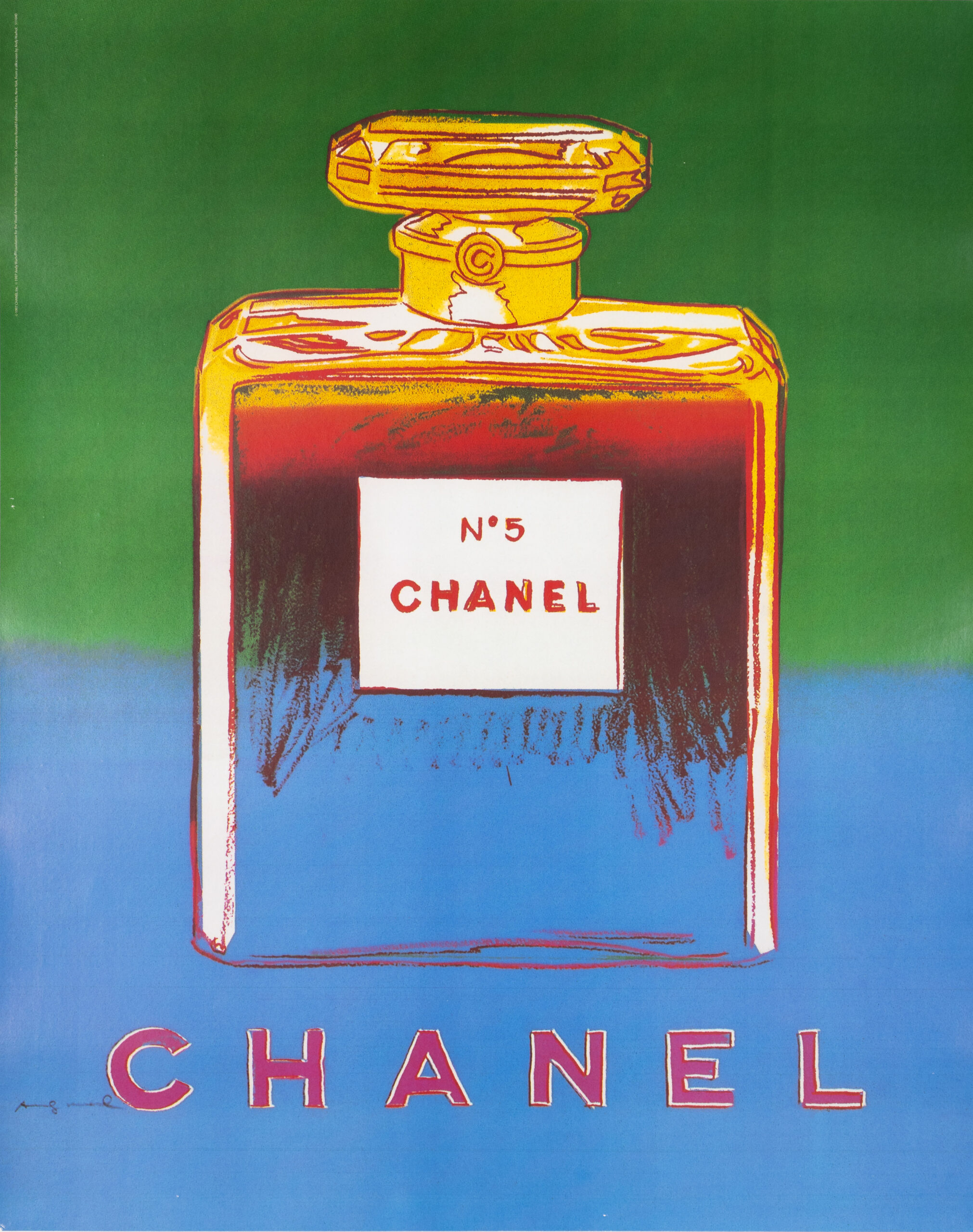 Andy Warhol Chanel N5 Perfume Green Blue 22 x 29 inches