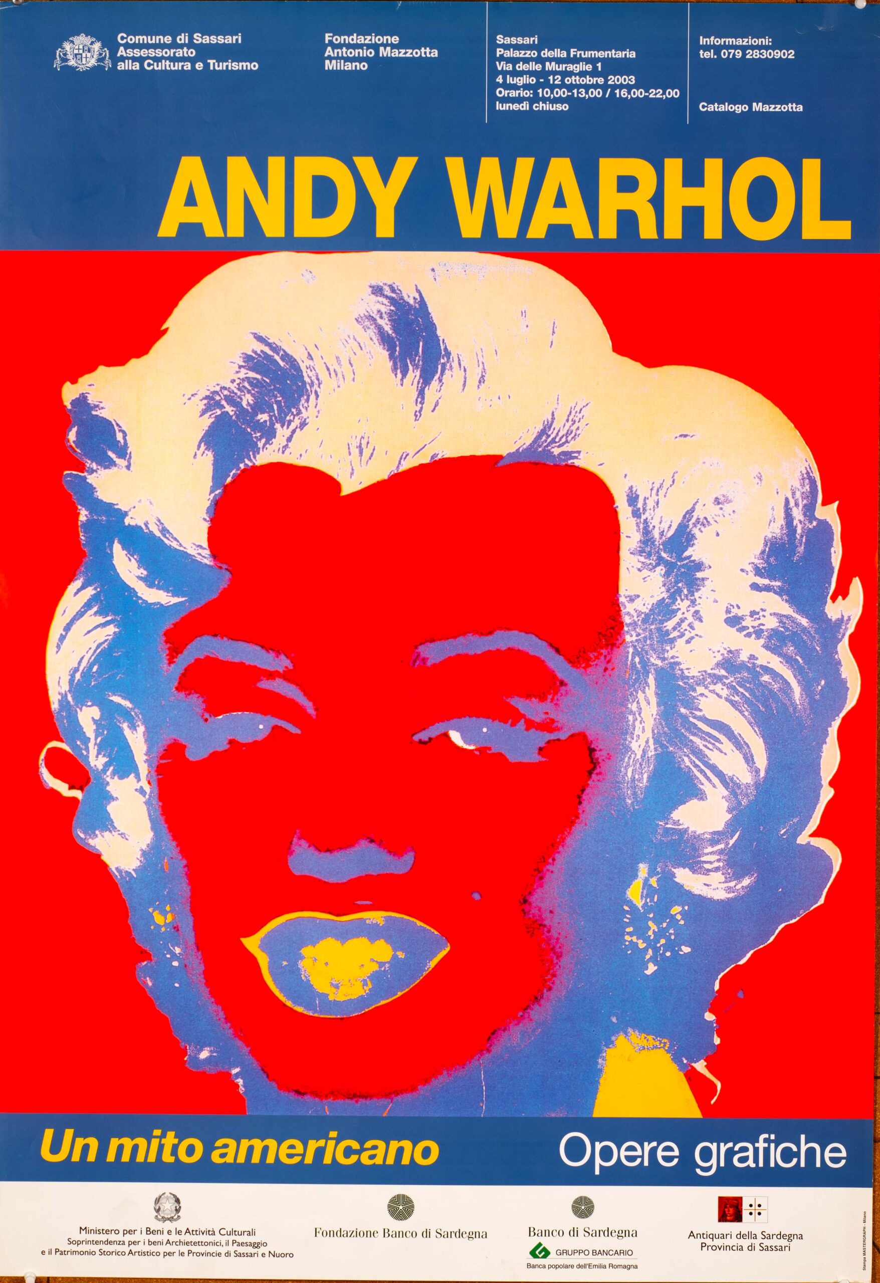 ANDY WARHOL Un Mito Americano VINTAGE POP ART POSTER MARILYN ON LINEN Original Authentic