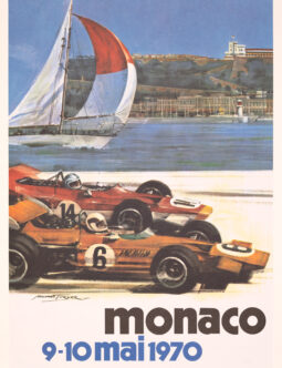 Monaco Grand Prix 1970 by Michael Turner on linen vintage poster