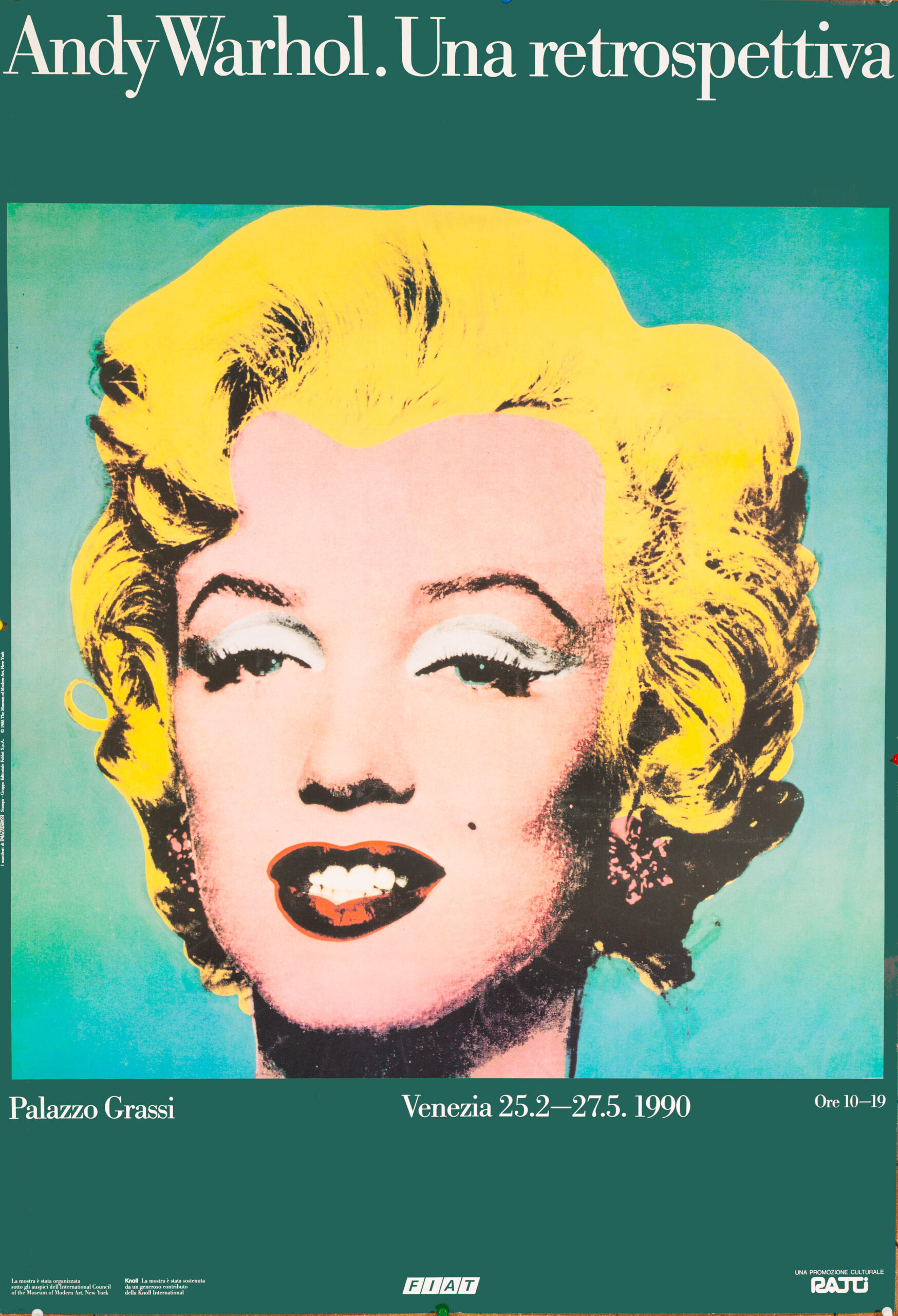 ANDY WARHOL RETROSPECTIVE 1990 VINTAGE POP ART POSTER MARILYN ON LINEN Original Authentic
