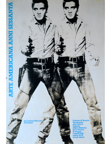 Double Elvis (Silver) by Andy Warhol 1987 on linen Arte Americana Exposition Original Authentic