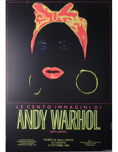 Andy Warhol Le Cento Immagini 1989 on linen Genoa Exposition Original Authentic