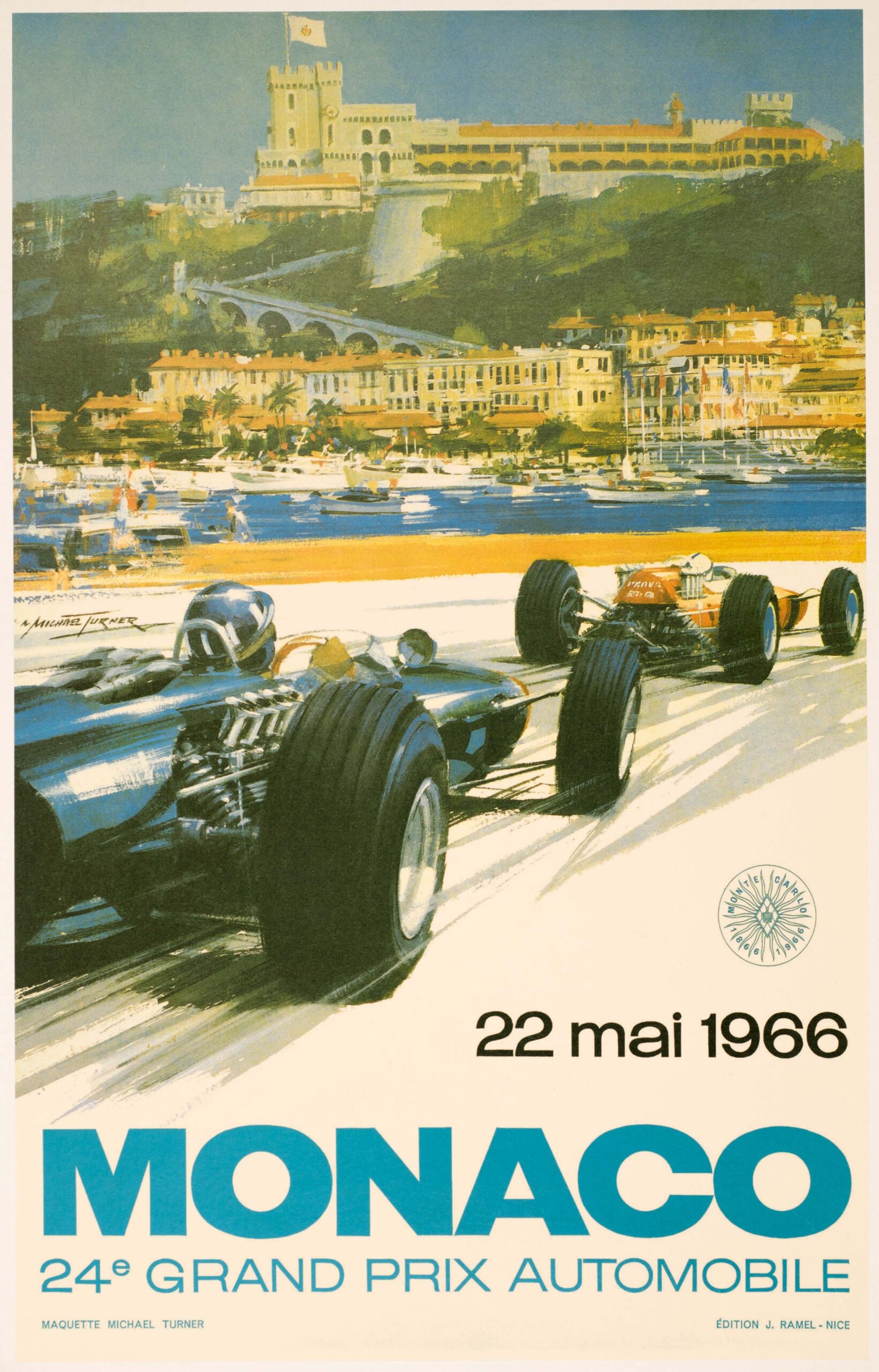 Monaco Grand Prix 25e 1966 by Michael Turner on linen