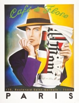 Cafe de Flore by Razzia original hand signed poster medium size
