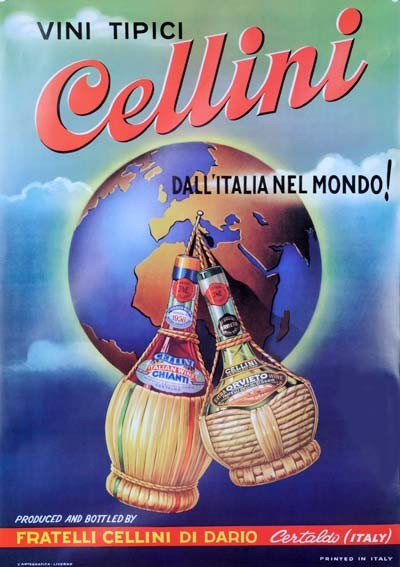 Vini Tipici Cellini Italian wine poster 1950 vintage poster