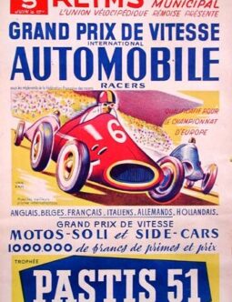 1950 Grand Prix de Vitesse Automobile a Reims on linen by Van Dam