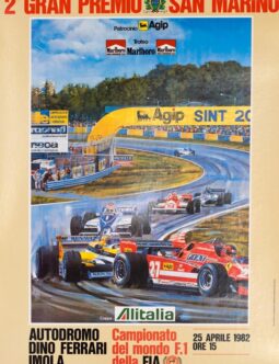 1982 Grand Prix Automobile San Marino on linen by MIchael Turner