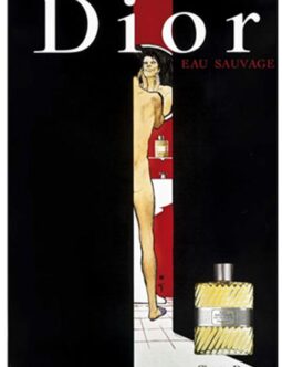 Dior Perfume poster by Rene Gruau on linen 1980 original