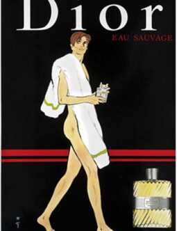 Dior Perfume poster by Rene Gruau on linen 1980 original