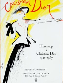 Hommage a Christian Dior Exposition poster by Rene Gruau on linen 1987 original