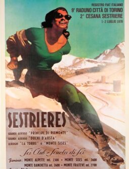 Sestrieres Ski poster 1950/78 by Gino Boccasile original vintage poster on linen