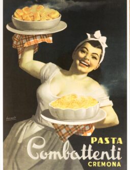 Pasta Combattenti poster 1950 by Gino Boccasile original vintage poster on linen