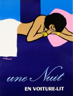 Une Nuit by Bernard Villemot 1973 original vintage poster on linen