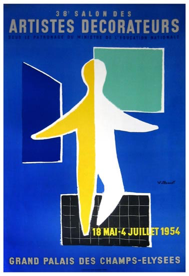Artistes Decorateurs by Bernard Villemot 1954 original vintage poster on linen