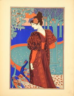 La femme au paon by Louis Rhead for L'Estampe Moderne 1897 original plate