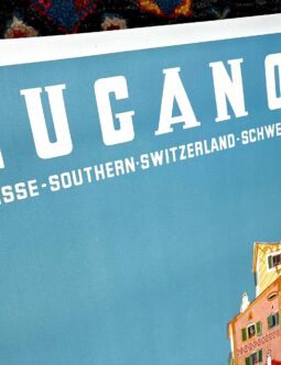 Lugano by Daniel Buzzi 1950 VINTAGE ORIGINAL Italian-Swiss POSTER Lugano by Daniel Buzzi 1950 VINTAGE ORIGINAL Italian-Swiss POSTER