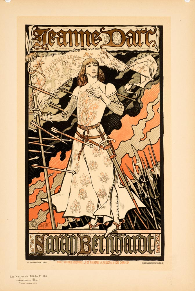 JEANNE D'ARC BY GRASSET VINTAGE FRENCH POSTER MAITRE DE L'AFFICHE 1895/99
