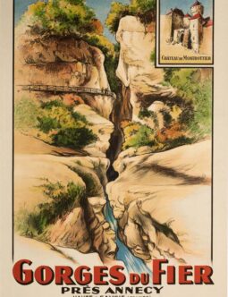 GORGES DU FIER LAKE ANNECY ORIGINAL VINTAGE FRENCH TRAVEL POSTER 1937