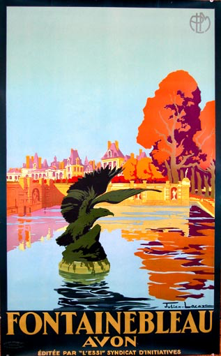 Fontainebleau by Julien Lacaze 1930 vintage French TRAVEL POSTER