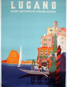 Lugano by Daniel Buzzi 1950 VINTAGE ORIGINAL Italian-Swiss POSTER