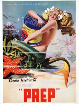 Prep Mermaid by Erasmo Ferrante on linen original italian poster