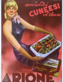 Cuneesi Arione Chocolate Carlo Prandoni 1951 on linen original italian poster