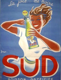 Sud Boisson Gazeifiee by Bellenger 1950 original vintage poster on linen
