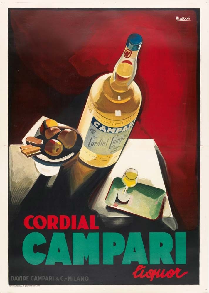 Cordial Campari by Marcello Nizzoli 1925 RARE original vintage poster on linen
