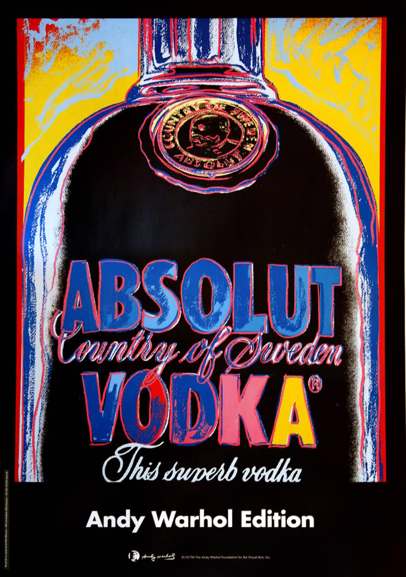 ANDY WARHOL Absolut Vodka ORIGINAL VINTAGE POP ART POSTER ON LINEN
