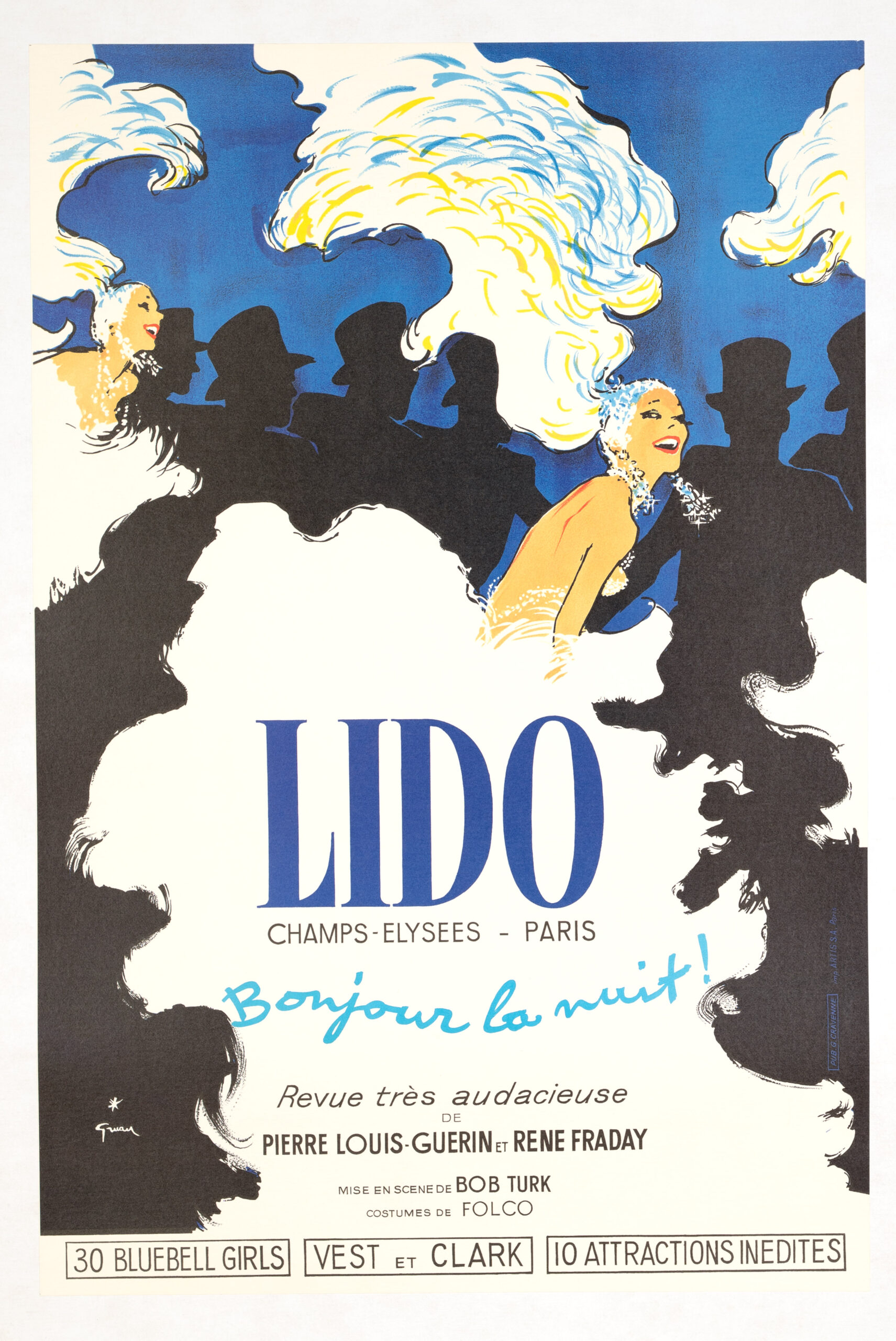 Rene Gruau Lido Bonjour La Nuit poster on linen