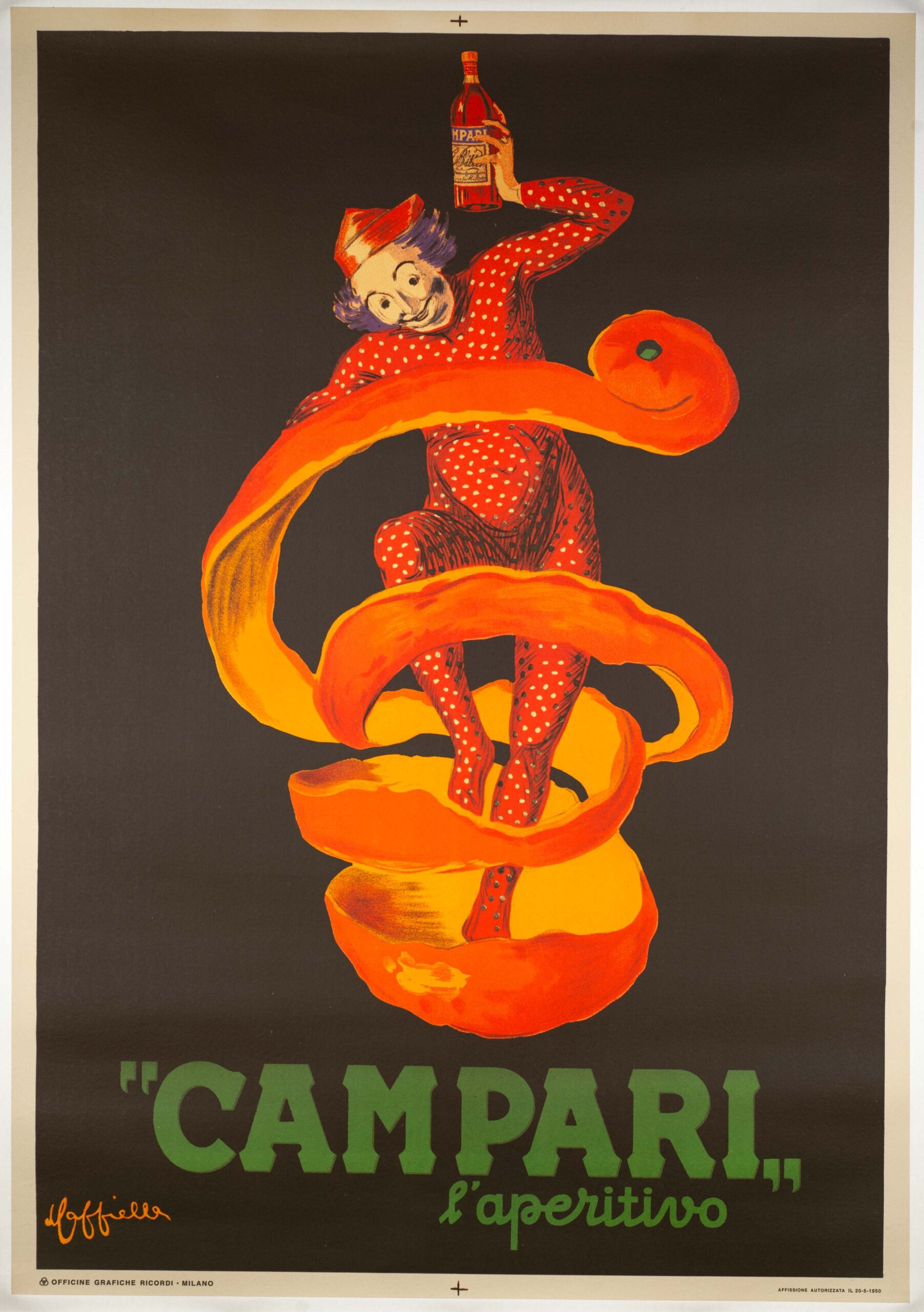 Campari L'Aperitivo Leonetto Cappiello 1950c original Italian poster