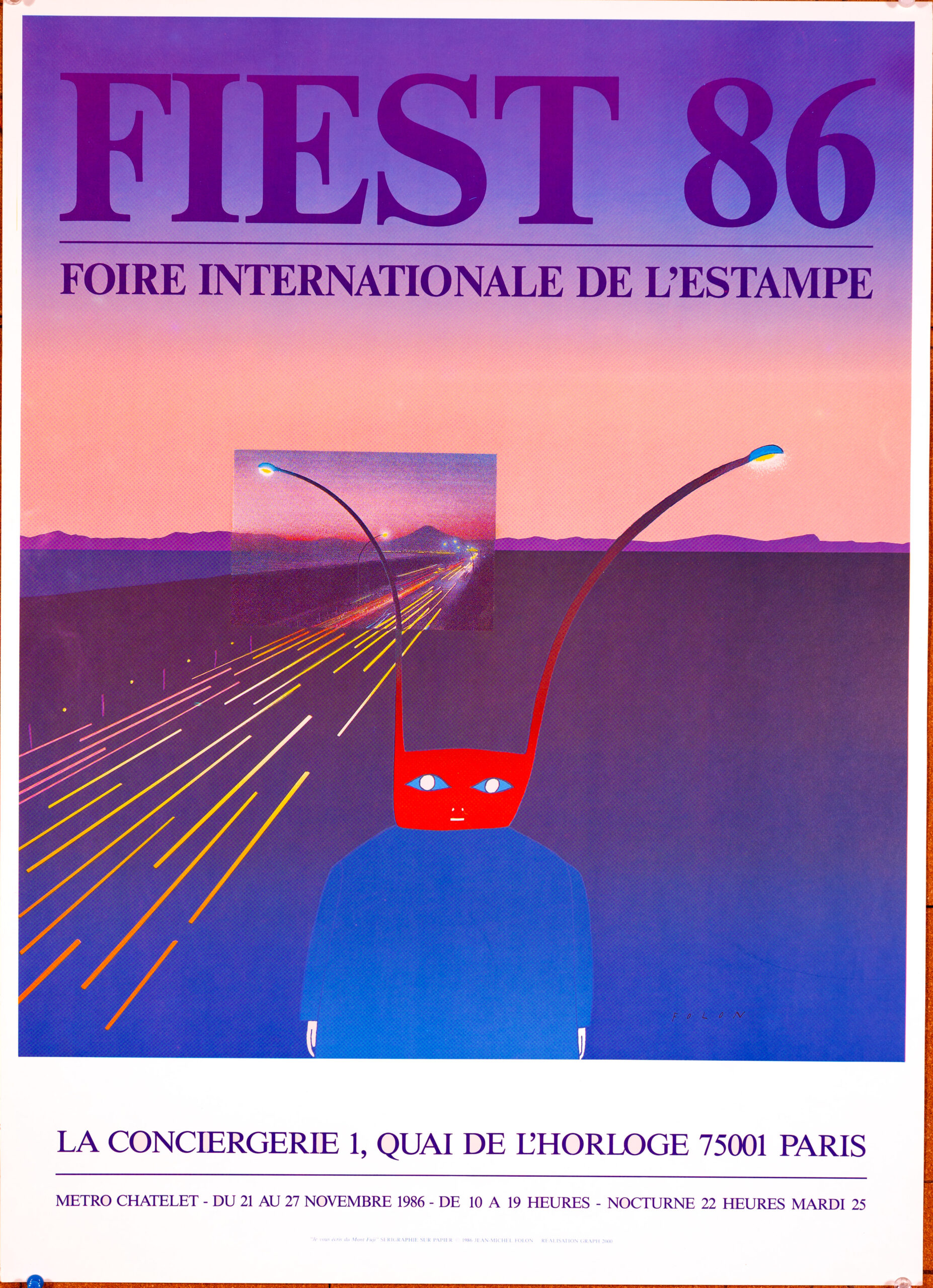 Fiest 1986 Foire Internationale de l'Estampe by Jean Michel Folon original serigraphie