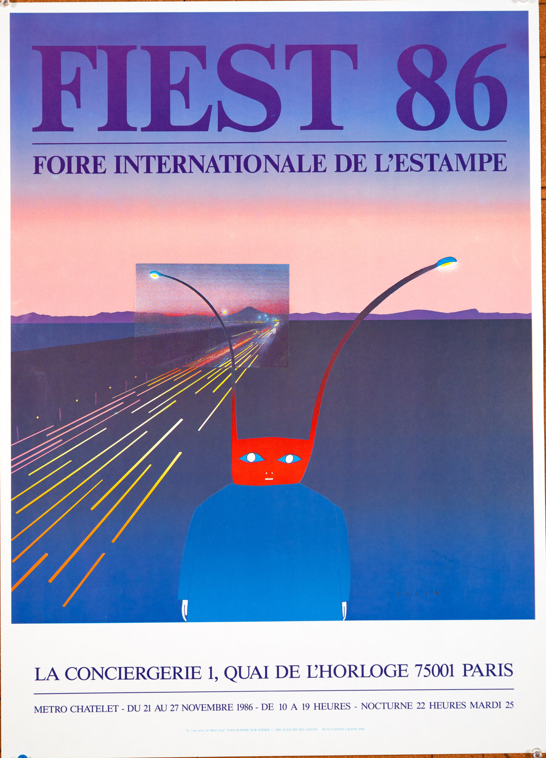 Fiest 1986 Foire Internationale de l'Estampe by Jean Michel Folon original serigraphie