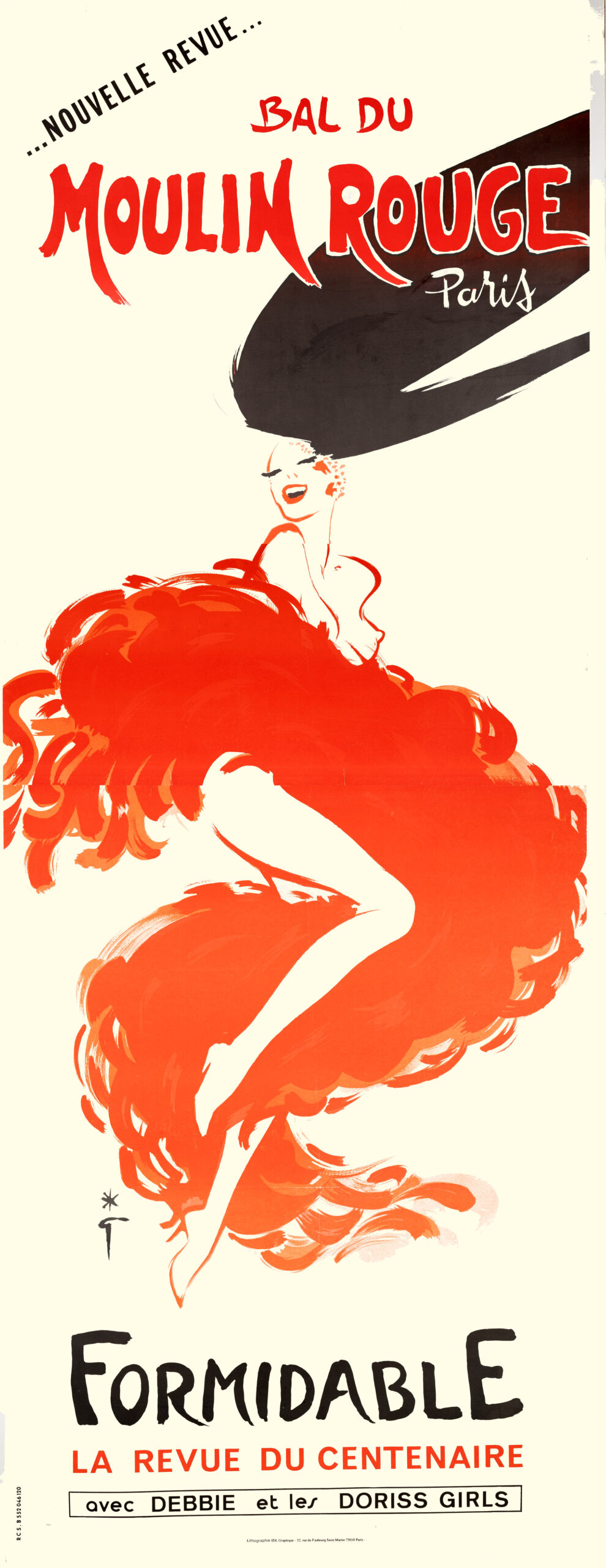 Moulin Rouge Formidable original poster by Rene Gruau c1980 on linen 45.6 x 120 in