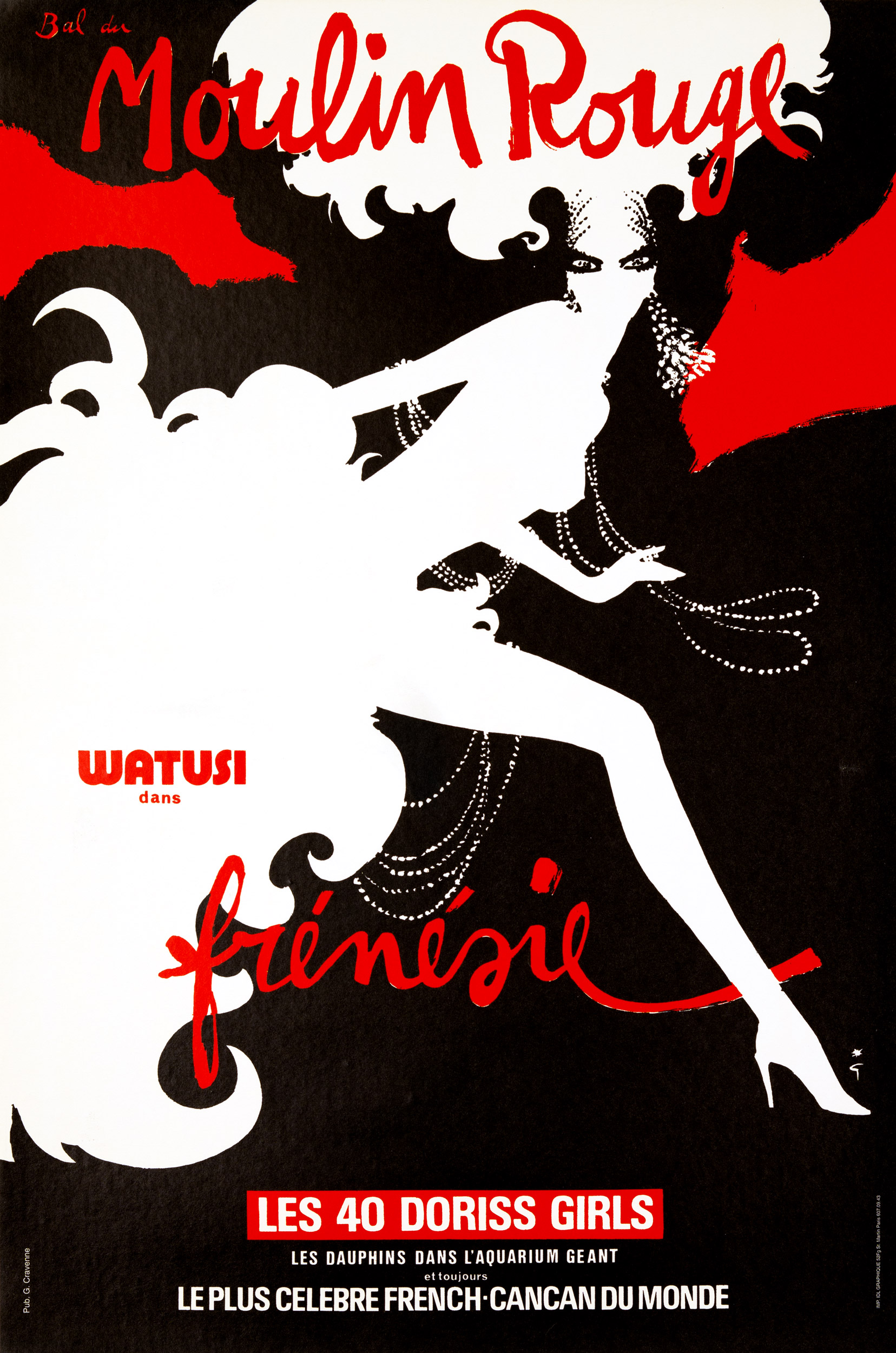Moulin Rouge Frenesie Watusi poster by Rene Gruau on linen