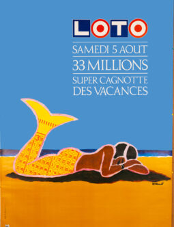 French Loto Mermaid Poster (1989) by Bernard Villemot – Original French Lottery Advertising Poster