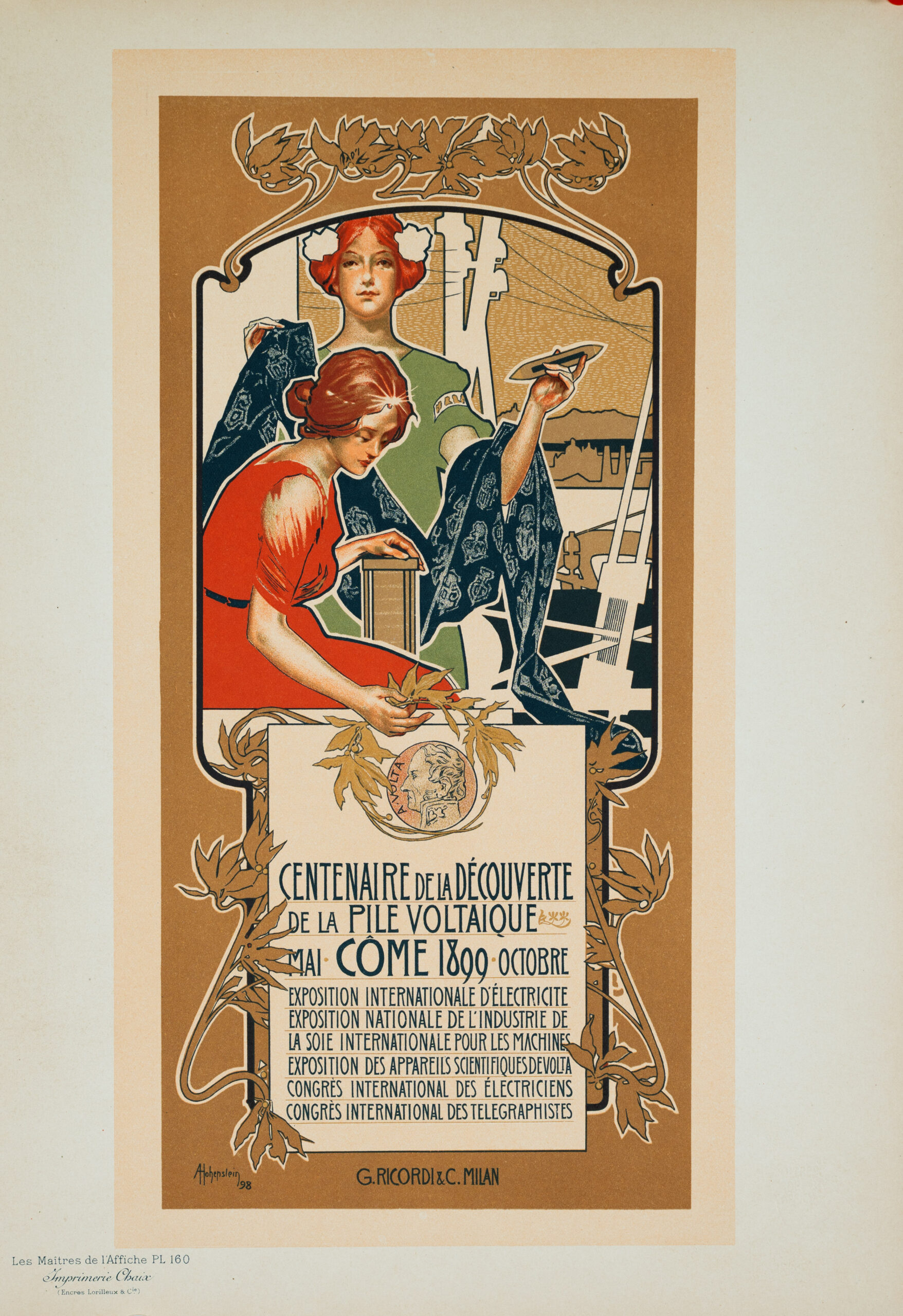 Centenaire de la Decouverte – Adolfo Hohenstein 1898 Stone Lithograph Maitres de l’Affiche Plate 160