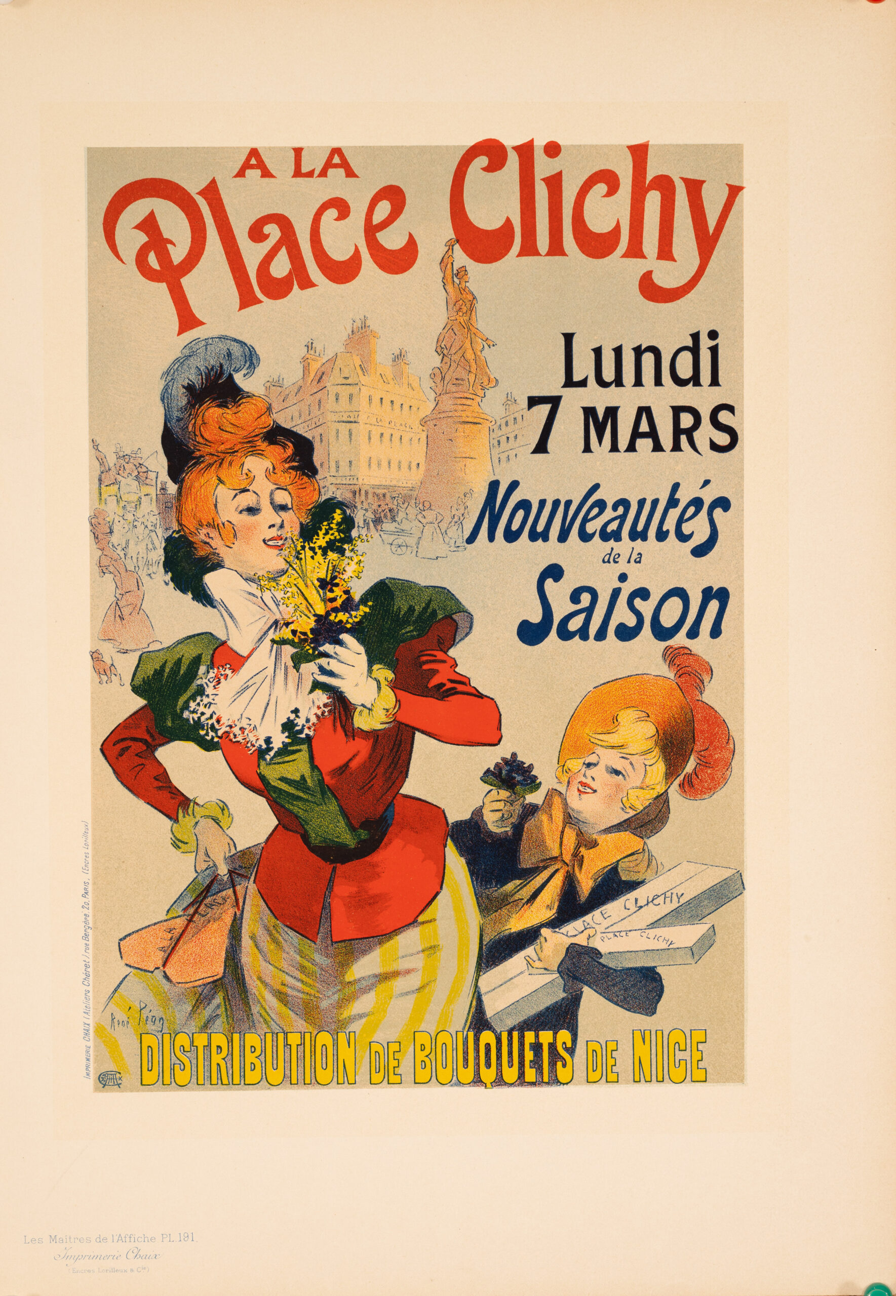 Place Clichy – Rene Pean 1899 Stone Lithograph Maitres de l’Affiche Plate 191