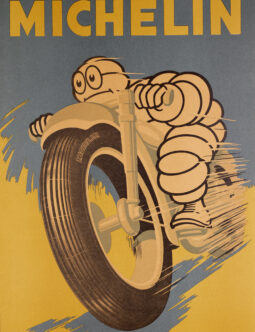 Bibendum MIchelin Motorcycle Tires 1950 ORIGINAL VINTAGE Italian POSTER