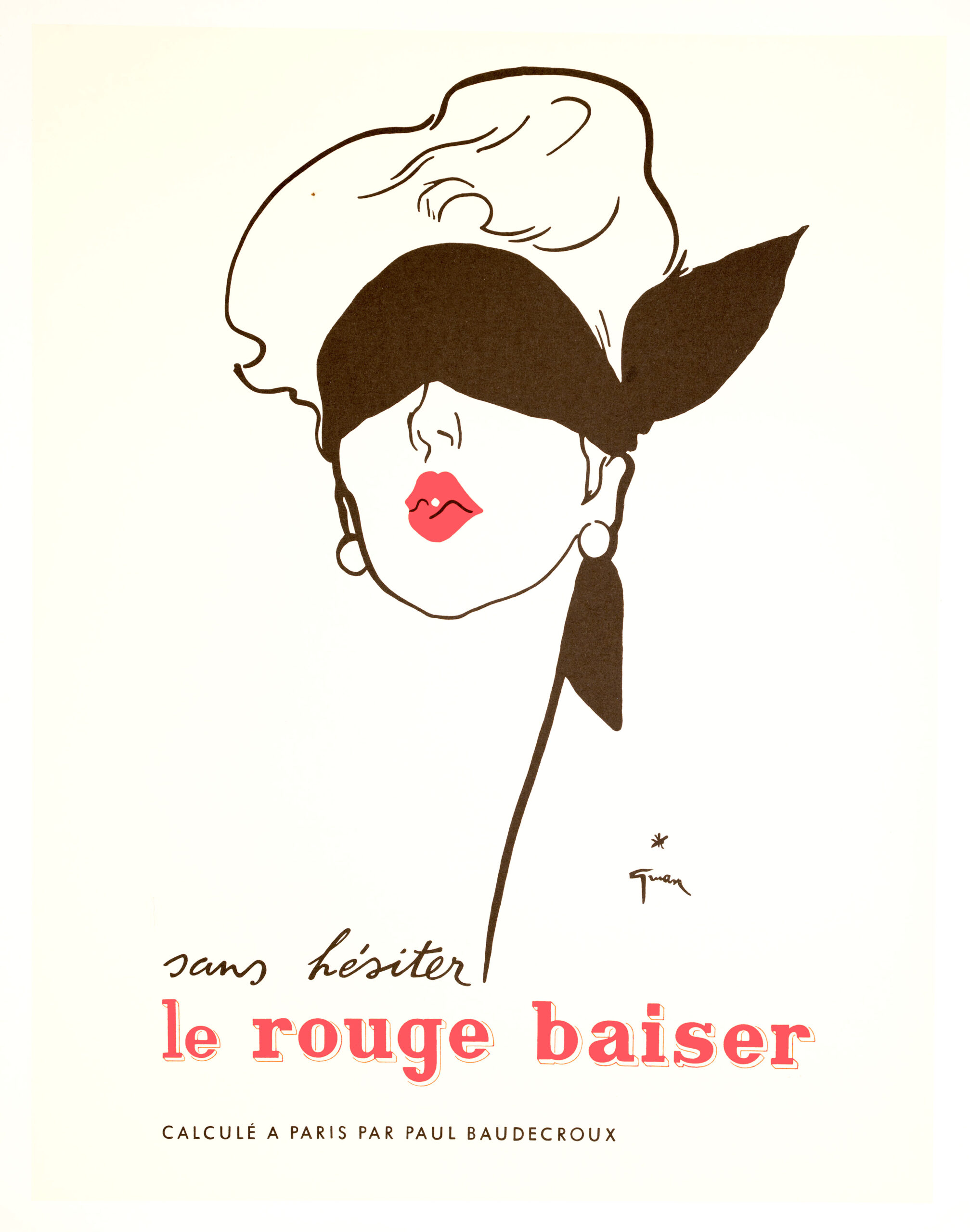 Rouge Baiser Lipstick poster by Rene Gruau Blindfold fashion poster