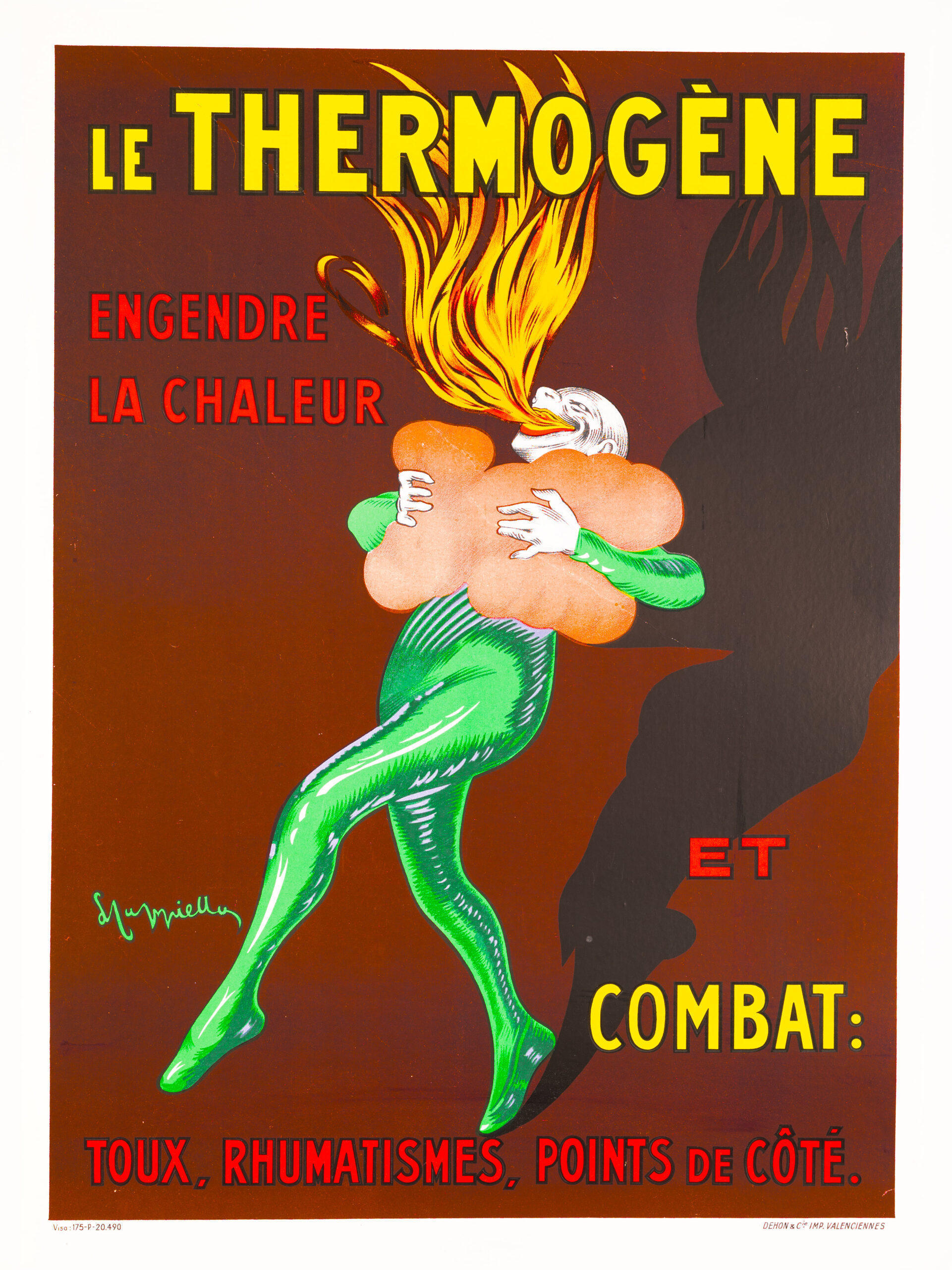 Thermogene by Leonetto Cappiello 1940 AUTHENTIC original French poster 20 x 28