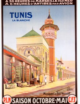 Tunis La Blanche - French PLM railways travel poster to North Africa 1920