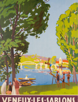 Veneux-Les-Sablons Deco poster by Prieur on linen c1930 RARE