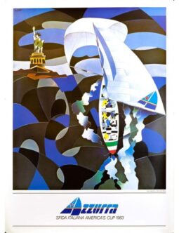 America's Cup by Ugo Nespolo 1983 original printing Sailing poster