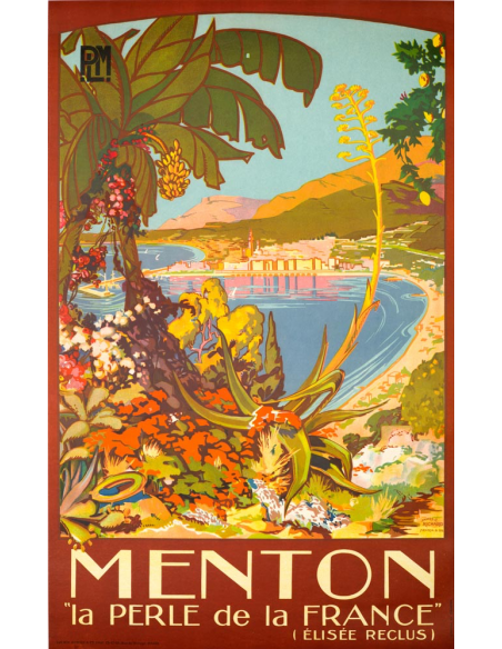 Menton La Perle de France by Richard 1930 vintage French TRAVEL POSTER