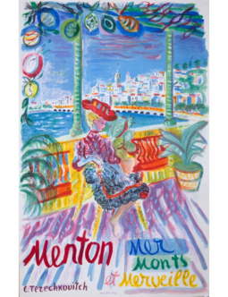 Menton by Constantin Terechkovitch 1960 vintage French TRAVEL POSTER