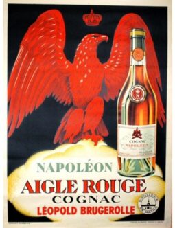 Napoleon Cognac Aigle Rouge 1910c original vintage poster on linen